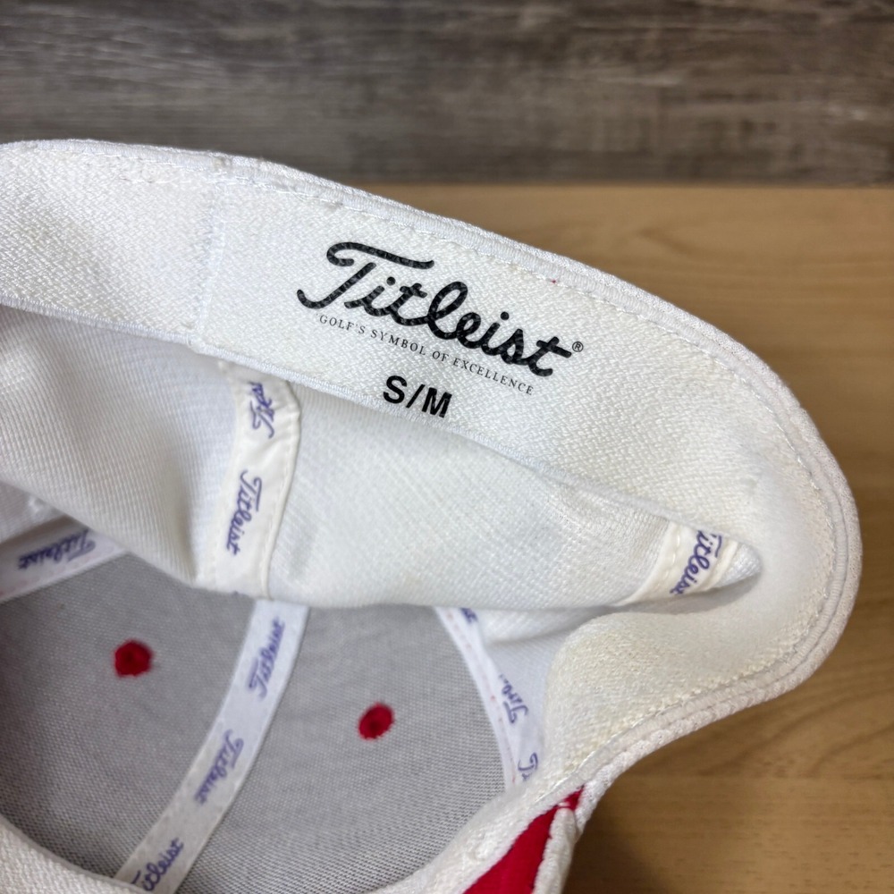 Titleist Hat Cap Fitted S/M Red Golf Golfing Script Breathable - Picture 10 of 11